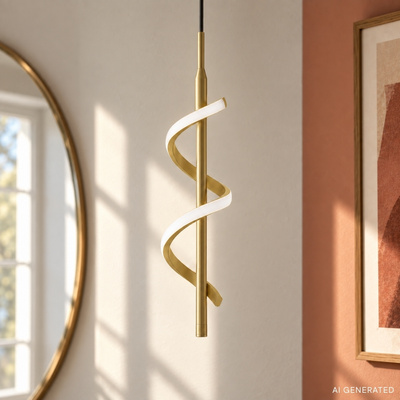 Lampa wisząca Sprait metalowa pojedyncza złota z led do salonu