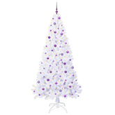 Sztuczna choinka z 300 diodami LED Biały 240 cm PVC i stal