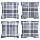 Poduszka na zewnątrz 4 pcs Szary w krate 50 x 50 cm tkanina