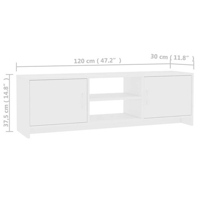 vidaXL Szafka pod TV, biała, 120x30x37,5 cm, materiał drewnopochodny