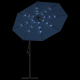 vidaXL Parasol wiszący z LED i stalowym słupkiem, 300 cm, lazurowy
