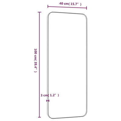 vidaXL Lustro ścienne, złote, 40x100 cm, prostokątne