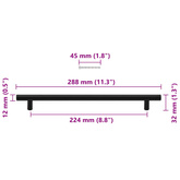 Uchwyty do szafek, 5 szt., czarne, 224 mm, stal nierdzewna