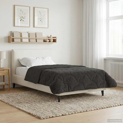 Zimowa Kołdra Antracyt 140 x 220 cm Mikrofibra i Fleece Teddy