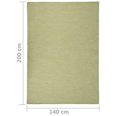 vidaXL Dywan zewnętrzny o płaskim splocie, 140x200 cm, zielony
