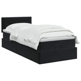 Łóżko ottoman z materacem Z zagłówkiem Czarny 90 x 200 cm Welur