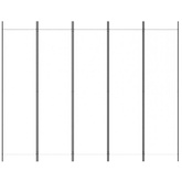 Parawan 5-panelowy, biały, 250x200 cm, tkanina