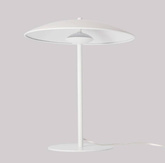 Lampa stołowa LUND w stylu skandynawskim – biały klosz talerz - minimalistyczna lampa do salonu i sypialni
