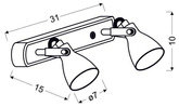 Lampa ścienna listwa 2X40W GU10 szary mat ASH 92-64400