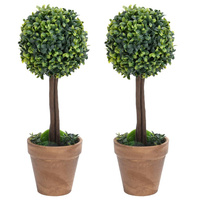 vidaXL Kule ze sztucznego bukszpanu w doniczce, 2 szt., zielone, 41 cm