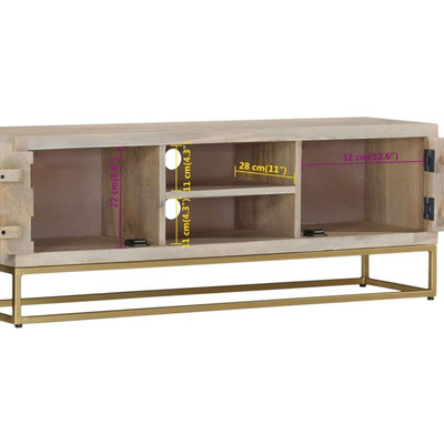 vidaXL Szafka pod TV, 110x30x40 cm, bielone drewno mango
