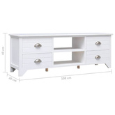vidaXL Szafka pod TV, biała,108x30x40 cm, drewno paulownia