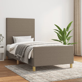 vidaXL Rama łóżka z zagłówkiem, kolor taupe, 90x200 cm, obita tkaniną model standard