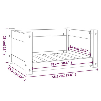 Legowisko dla psa, szare, 55,5x45,5x28 cm, lite drewno sosnowe vidaXL