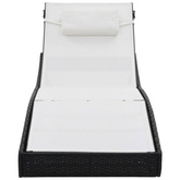 vidaXL Leżaki ze stolikiem, 2 szt., polirattan i textilene, czarne