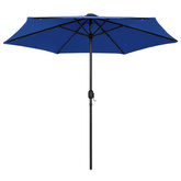 Parasol ogrodowy z LED i aluminiowym słupkiem 270 cm, niebieski