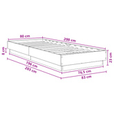 Łóżko z ramą z LED Betonowy szary 80 x 200 cm