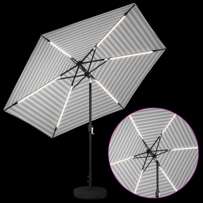 Parasol ogrodowy z oświetleniem LED i podstawą 300 x 300 cm