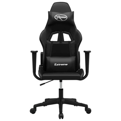 vidaXL Masujący fotel gamingowy, czarny, sztuczna skóra model standard