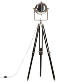 Lampa podłogowa na trójnogu, czarna, lite drewno mango, 171 cm