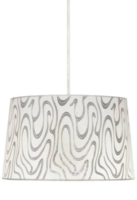 Lampa wisząca z abażurem Tiger biało-srebrna klasyczna E27