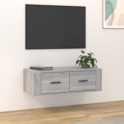 vidaXL Wisząca szafka pod TV, szary dąb sonoma, 80x36x25 cm