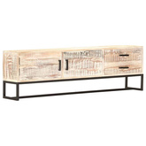 vidaXL Szafka pod TV, biała, 140 x 30 x 45 cm, lite drewno akacjowe