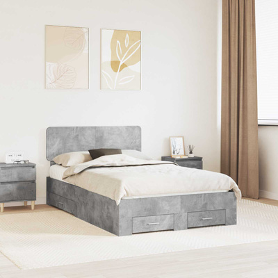 Ramka łóżka Betonowy szary 120 x 200 cm Drewno inżynieryjne
