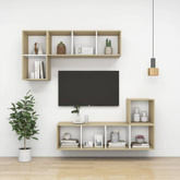 vidaXL Wisząca szafka pod TV, dąb sonoma i biel, 37x37x72 cm