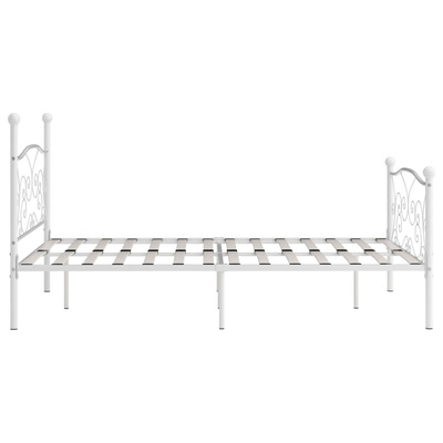 vidaXL Rama łóżka ze stelażem z listw, biała, metalowa, 120 x 200 cm