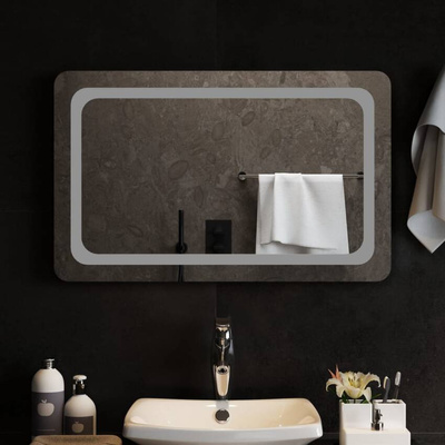 vidaXL Lustro łazienkowe z LED, 80x50 cm