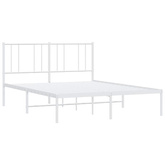 Metalowa rama łóżka z wezgłowiem biała, 140x200 cm model standard