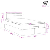 Łóżko z pojemnikiem i materacem LED Czarny 120 x 200 cm tkanina
