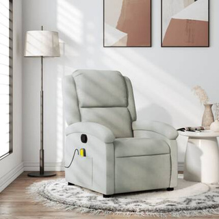 vidaXL Rozkładany fotel masujący, jasnoszary, obity aksamitem model standard