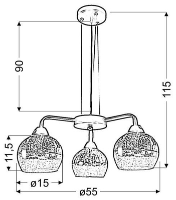 Lampa wisząca czarno-złota regulowana 3x60W Cromina Gold Candellux 33-57259
