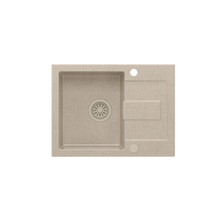 CHRISTIAN 116 zlewozmywak granitowy 1-komorowy beżowy (60x45x18,5) z zaślepką i odpływem bezowym