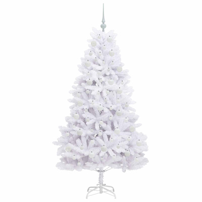 Sztuczna choinka z zawiasami z podstawą Biały 180 cm PVC i stal