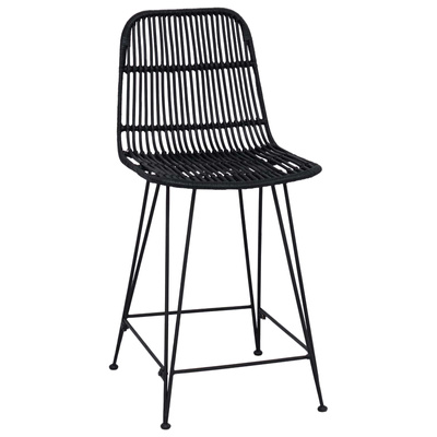 Stołek barowy 2 szt. Czarny 44 x 54 x 96 cm Rattan i Stal
