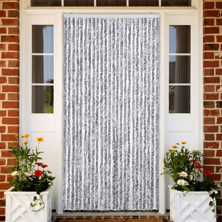 Zasłona przeciwko owadom, biało-szara, 100x230 cm, szenil