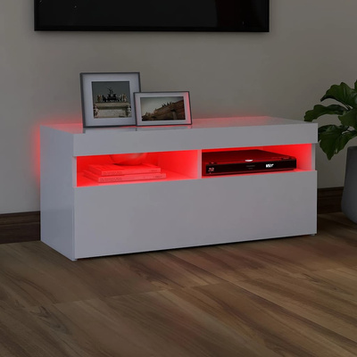 pod TV z oświetleniem LED, biała, 90x35x40 cm Szafka