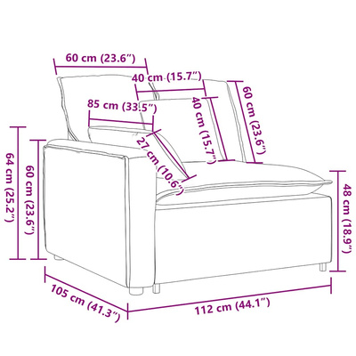 Modułowy podłokietnik sofy modułowej z poduszkami czarny 100 cm