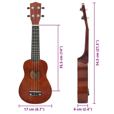 Ukulele sopranowe z pokrowcem, dla dzieci, naturalne, 21