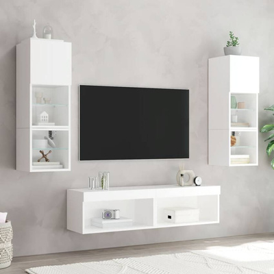 vidaXL Szafka pod TV, z oświetleniem LED, biała, 60x30x30 cm