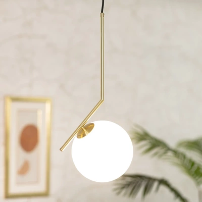 Lampa Wisząca Złota Kula Mleczna Abruzzo Toscana E14