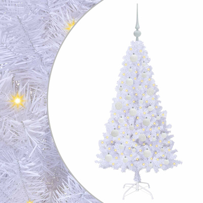 Sztuczna choinka z 150 diodami LED Biały 120 cm PVC i stal