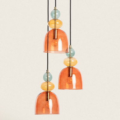 Lampa Wisząca Szklana Czerwona 3xE14 35cm Abruzzo Koloreno