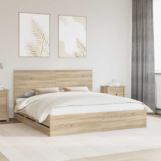 Ramka łóżka Dąb Sonoma 200 x 200 cm Drewno inżynieryjne