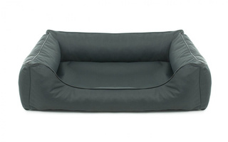 Legowisko dla psa Sofa Valencia Standard w kolorze ciemnoszarym z czarnym wykończeniem Rozmiar: S - 65 x 50 cm