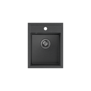 JOHNNY 90 GraniteQ zlewozmywak granitowy black dotted (czarny) 1-komorowy z/o (39x50x20), z syfonem stal szlachetna