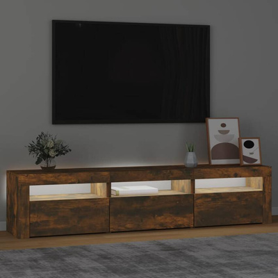 vidaXL Szafka pod TV z oświetleniem LED, przydymiony dąb, 180x35x40 cm